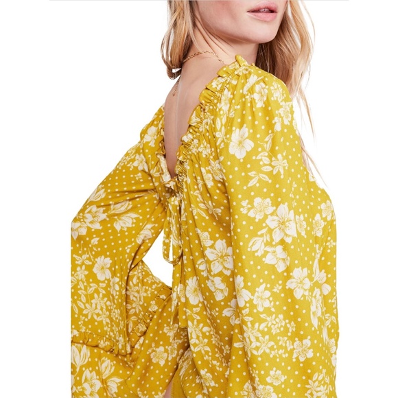 Free People One On One Yellow Floral Bodysuit L - Picture 7 of 11